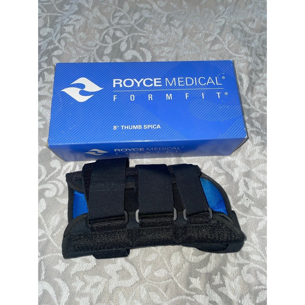Royce Medical Form Fit 8 Inch Thumb Spica Splint‎ Left Medium Black Blue 3050